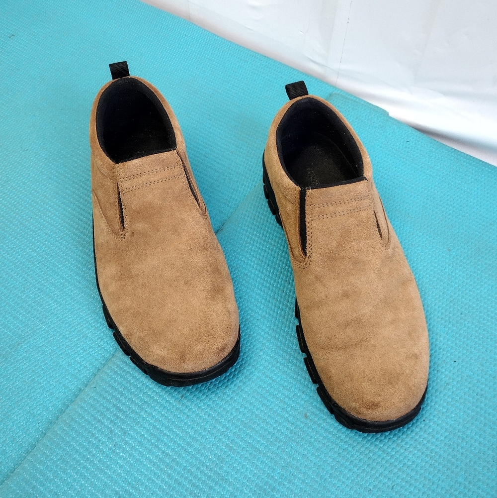 Lands' End Women's Shoes Tan Suede Leather Slip On Loafer Clog - 10